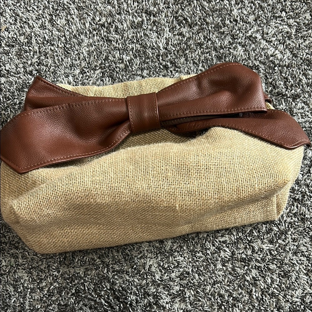 Sensi studio Brown and Tan with Elegant Leather Bow purse